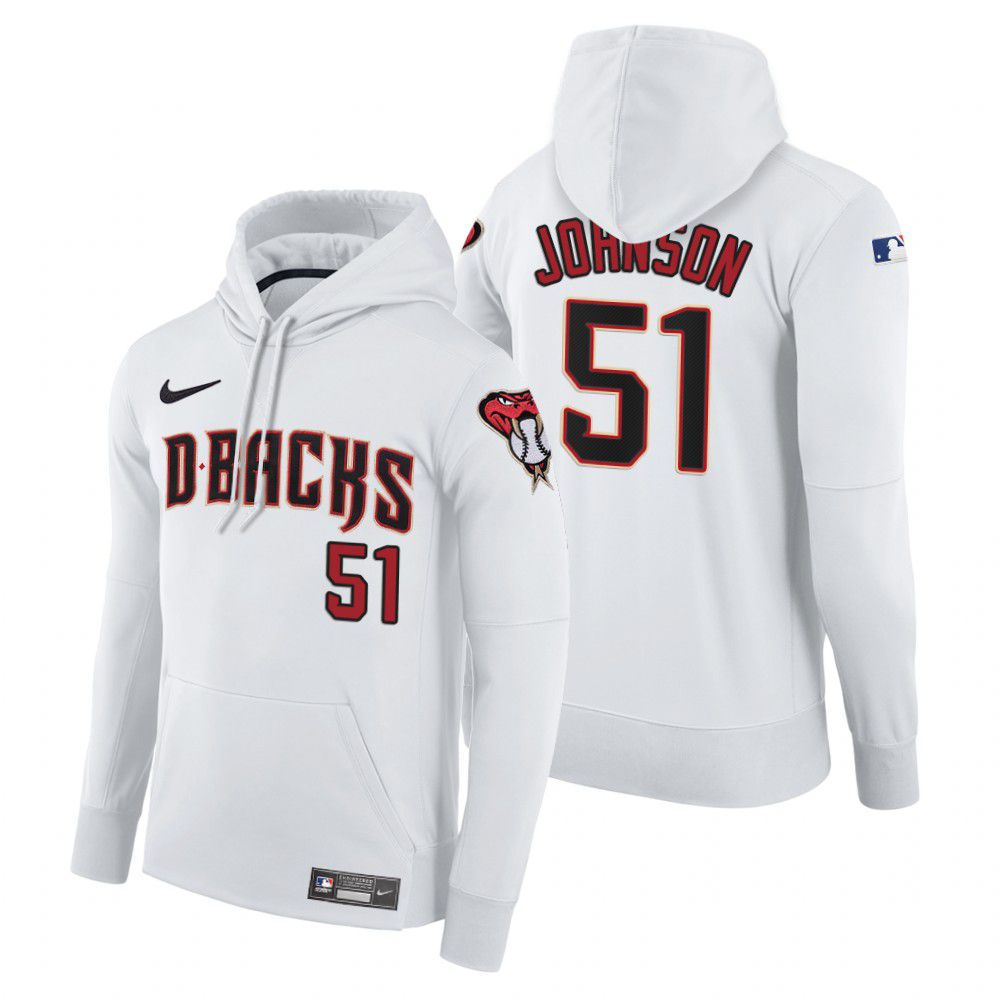 Men Arizona Diamondback #51 Johnson white home hoodie 2021 MLB Nike Jerseys->arizona diamondback->MLB Jersey